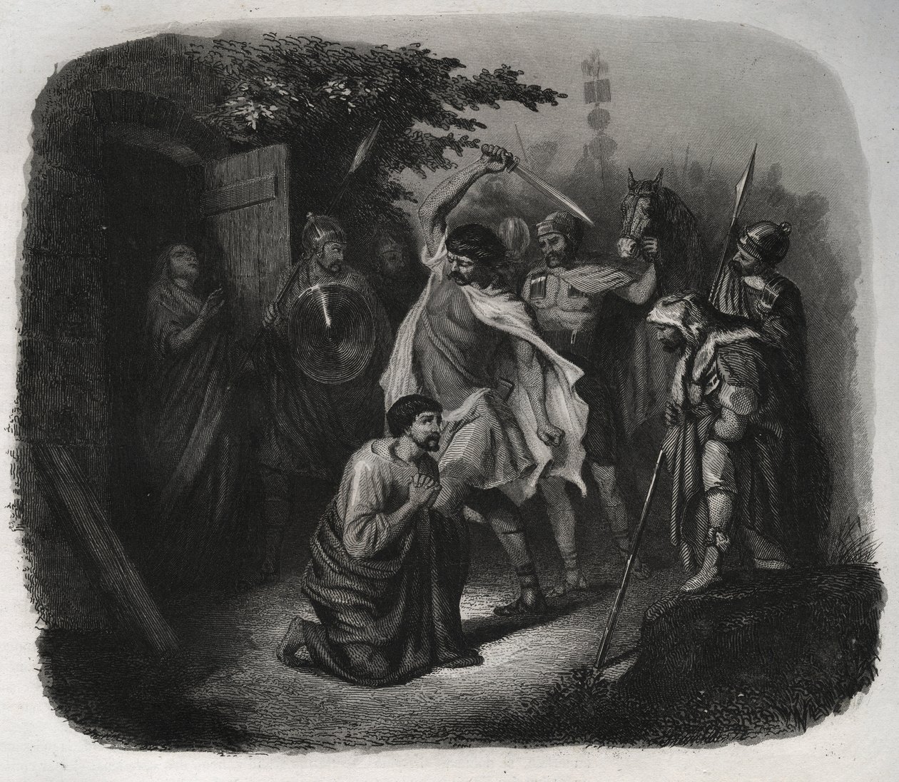 Szent Julián dekoltációja (mártíromság). Metszet 1846-ból a „Szentek élete” c. Magángyűjtemény. alkotó: Anonymous Anonymous