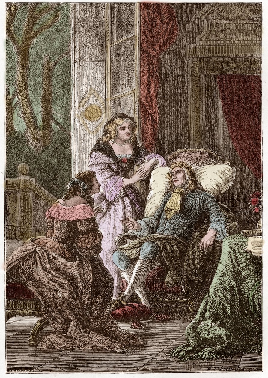 Francois de La Rochefoucauld herceg (1613-1680), Madame de Sevigne marquise (1626-1696) és de La Fayette grófnő (1634-1693), francia írók - Hildebrand metszet P. Philippoteaux nyomán - (Francois herceg) Rochefoucauld (1613-1680), Marc alkotó: Anonymous Anonymous