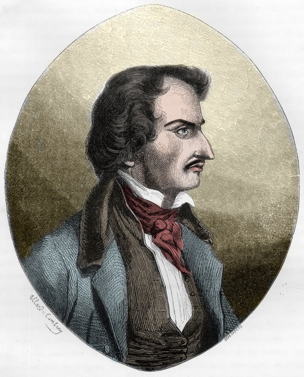A francia költő és bérgyilkos, Pierre Francois Lancenaire (Lacenaire) - Pierre Francois Lacenaire (1803-1836), francia dandy, költő, levélember - 1863-as metszet a „Le Livre Rouge – Histoire De L