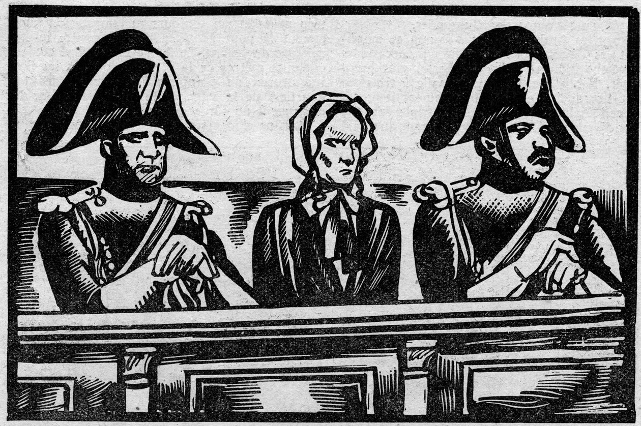 A Henriette Cornier-ügy, amelyet egy csecsemő meggyilkolásáért folyó perben a lelátón képviseltek, munkaadói közelében 1825 novemberében. Az illusztráció a „Le petit Journal illustrious” 1931-ből származik alkotó: Anonymous Anonymous