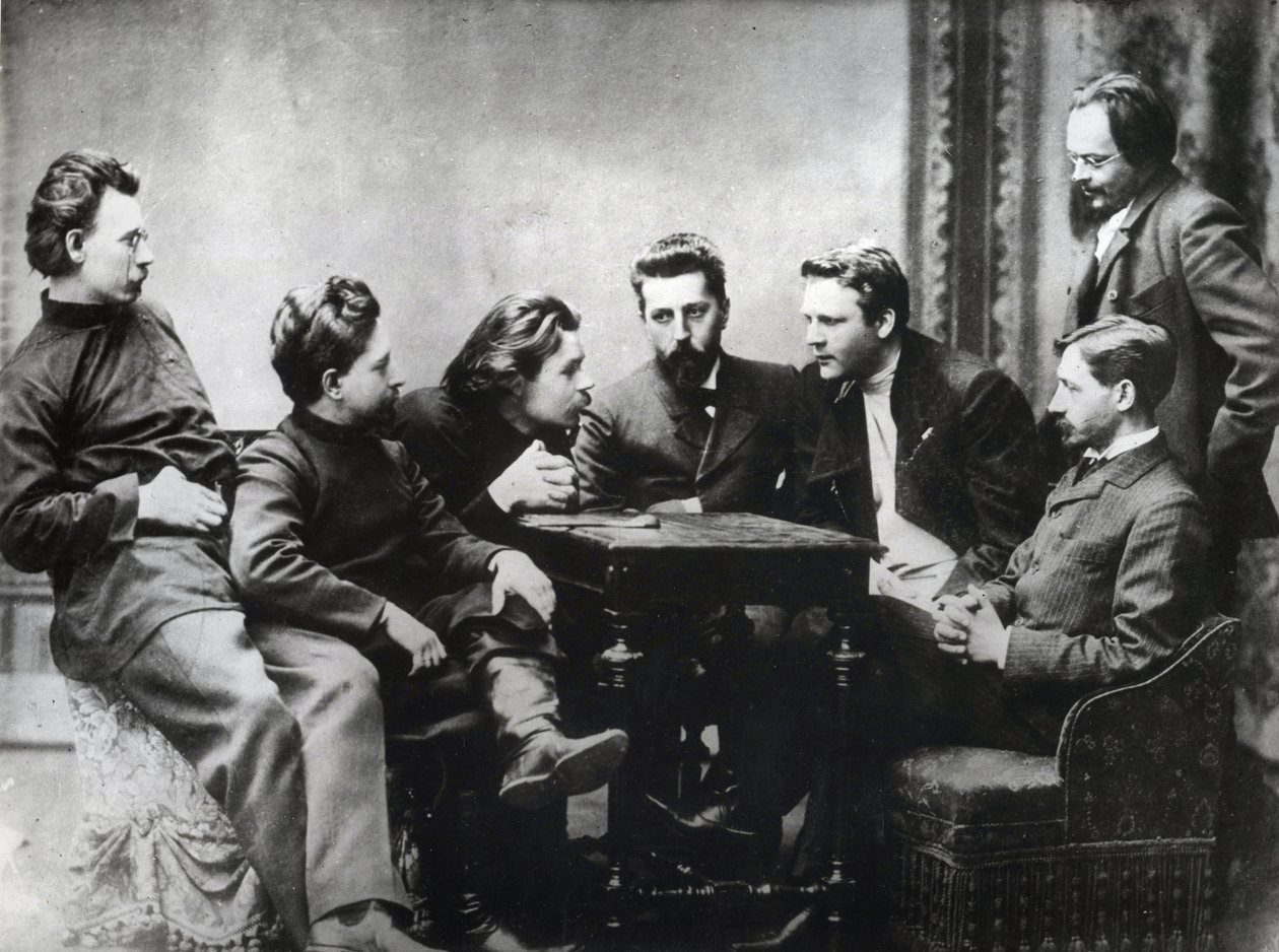 A Moszkvai Irodalmi Sreda - Az 1890-es évek második felében orosz realista írók által megalakult Sreda irodalmi kör tagjai - A Znanie irodalmi csoport orosz értelmiségi portréi: balról jobbra, Andrej Skitalets (Stephan Gabrilovich P alkotó: Anonymous Anonymous