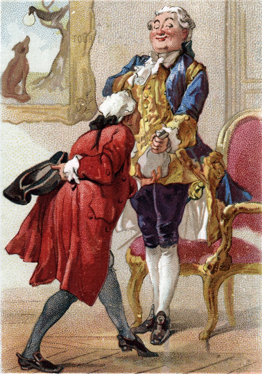 A holló és a róka: Jean de La Fontaine (Lafontaine) meséje (1621-95). századi kromolitográfiája. Magángyűjtemény. alkotó: Anonymous Anonymous