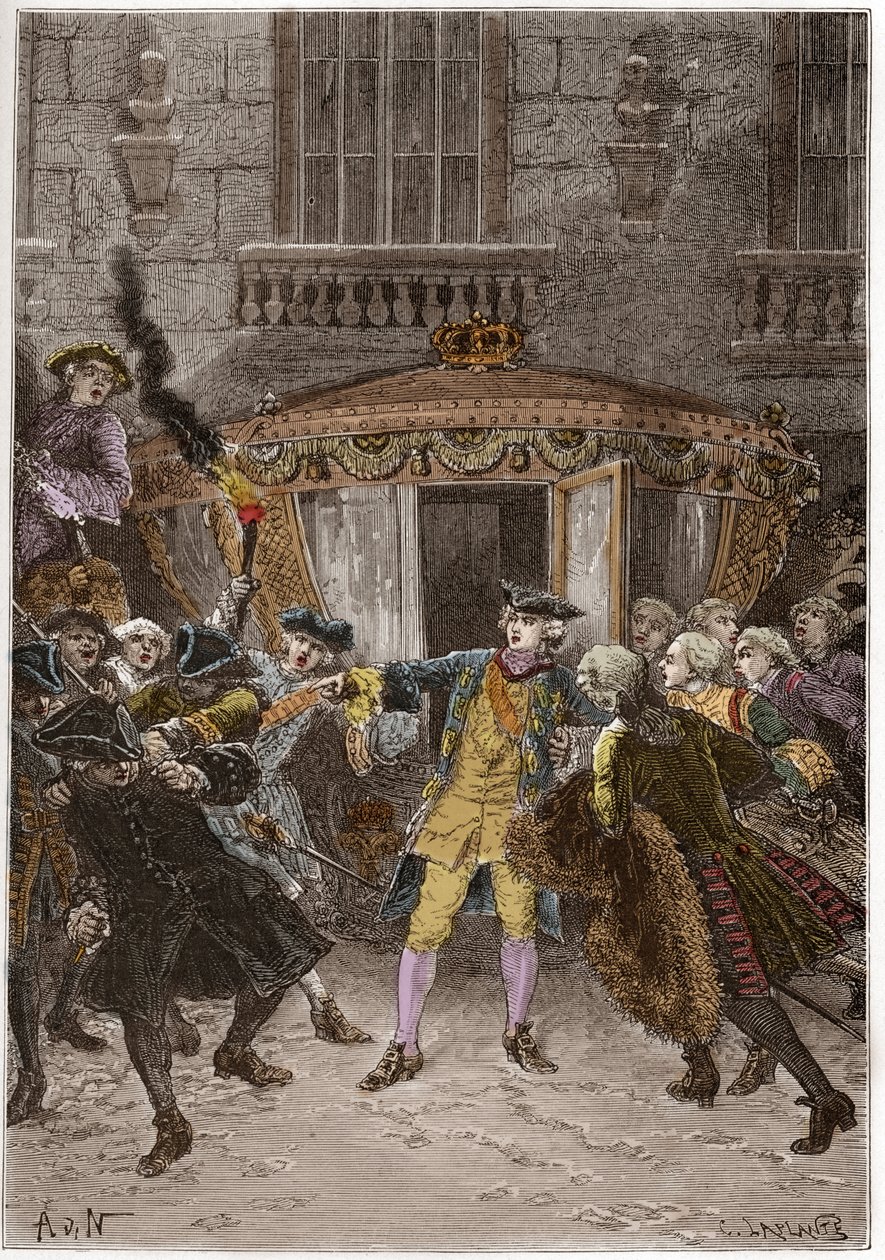 Damiens támadása (1757. január) – (Robert-Francois Damier alkotó: Anonymous Anonymous