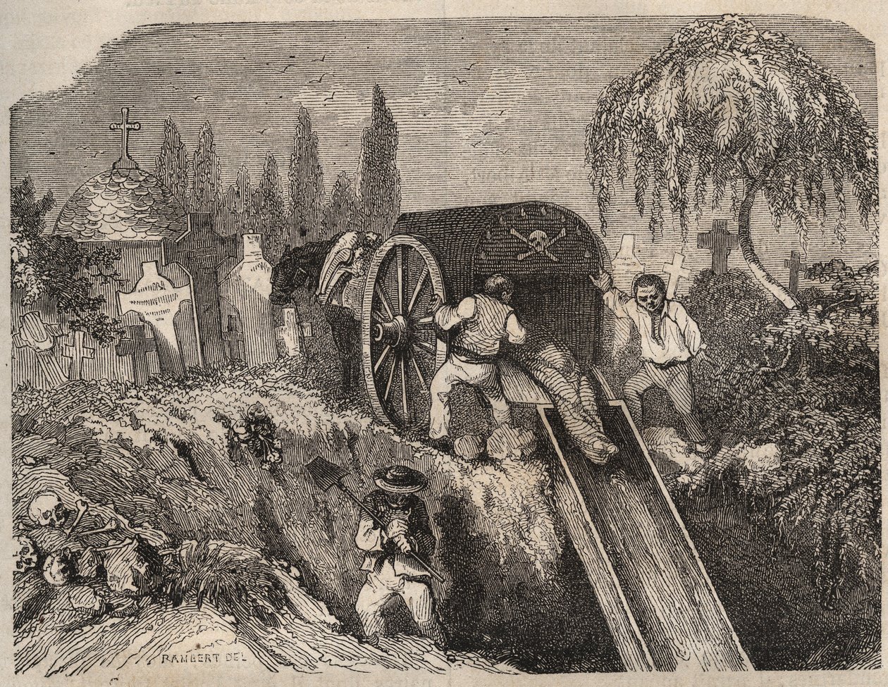 A Brest Bagne temetője a XIX. Pierre Zaccone (1817-1895) (Colonia Penale - Büntetőtelep) metszet az „Elítéltek története a megalkotásuktól napjainkig” (1877). Magángyűjtemény. alkotó: Anonymous Anonymous