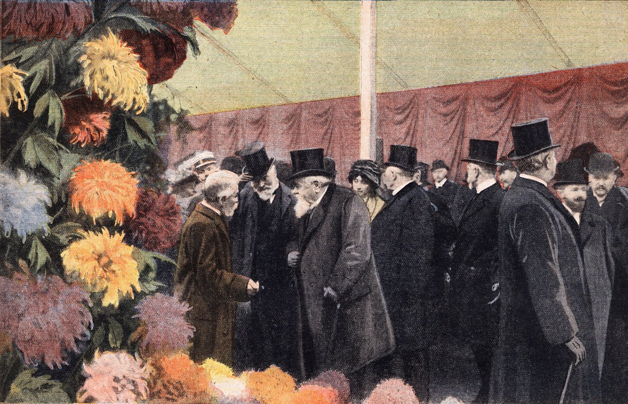 A krizantémparti: hivatalos krizantém kiállítás. Metszés. A „Le petit parisien” című újság egyike 1910.11.20. Magángyűjtemény. alkotó: Anonymous Anonymous