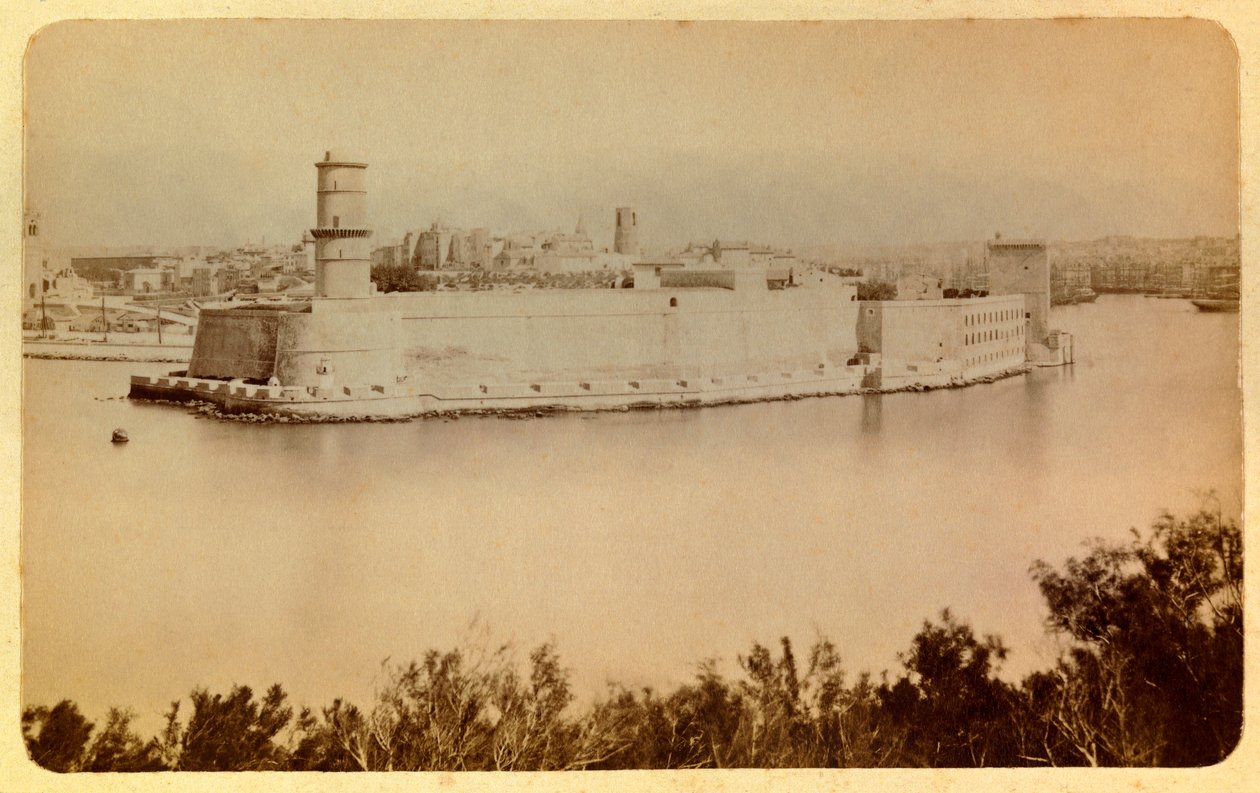 Marseille városa és környéke 1885-1890 körül: Fort Saint Jean, kilátás a Pharoból, Magángyűjtemény alkotó: Anonymous Anonymous