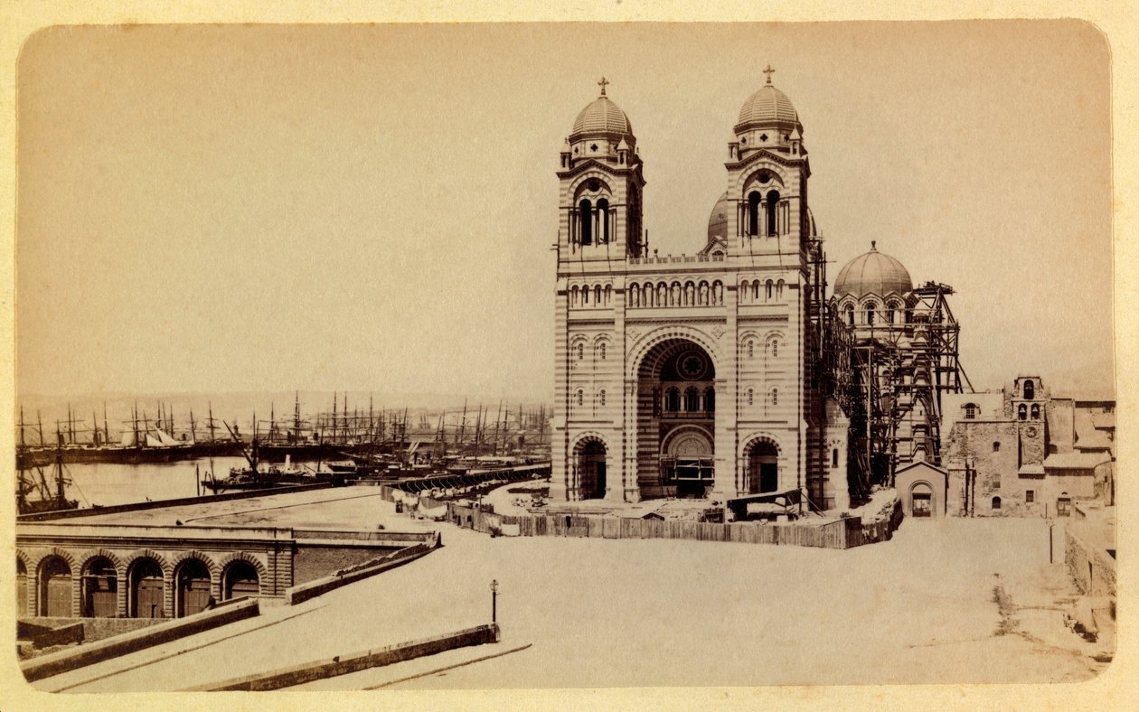 Marseille városa és környéke 1885-1890 körül: épülő katedrális, Magángyűjtemény alkotó: Anonymous Anonymous