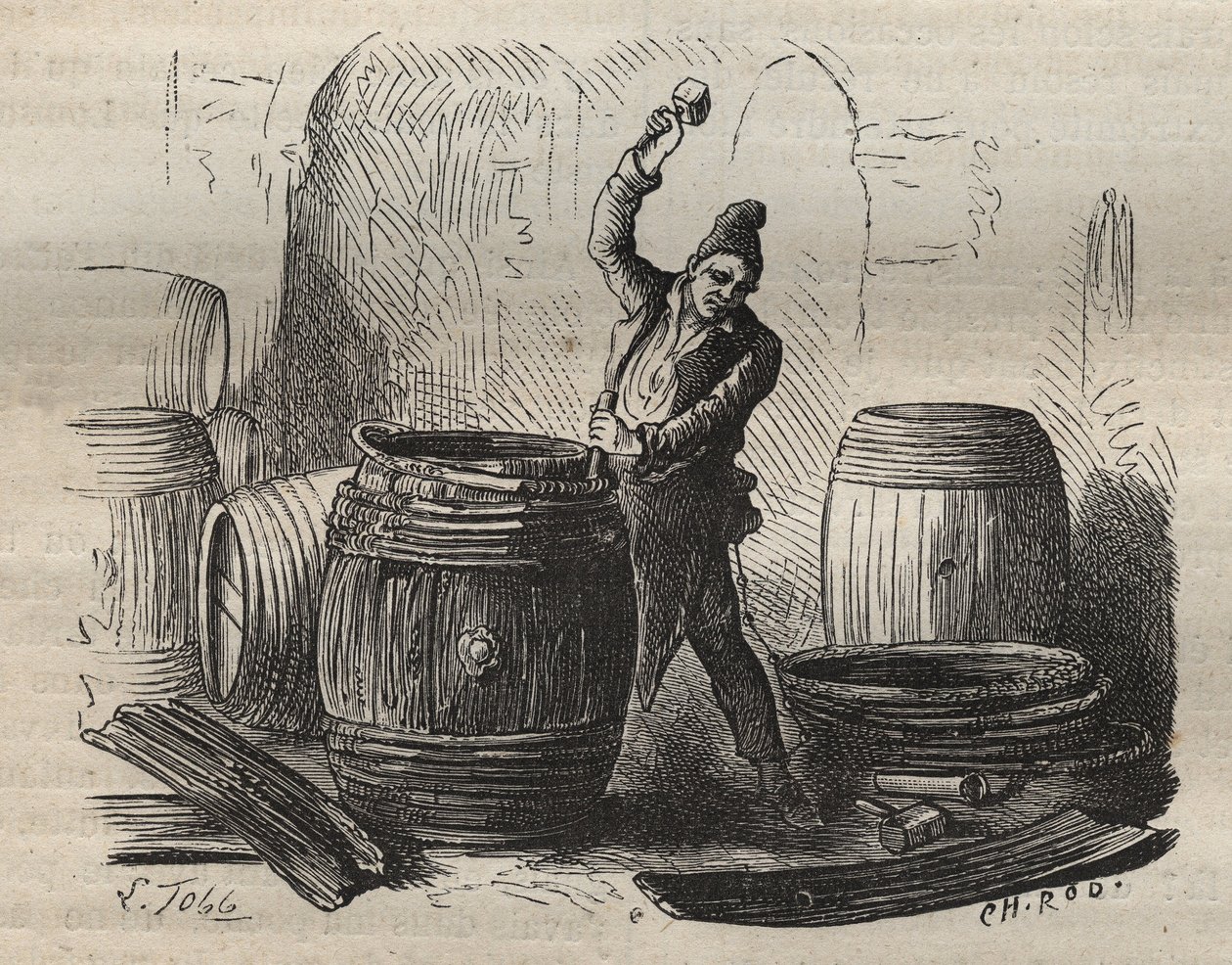A Toulon Bagne kádárja a XIX. Pierre Zaccone (1817-1895) (Colonia Penale - Büntetőtelep) metszet az „Elítéltek története a megalkotásuktól napjainkig” című könyvébe (1877). Magángyűjtemény. alkotó: Anonymous Anonymous