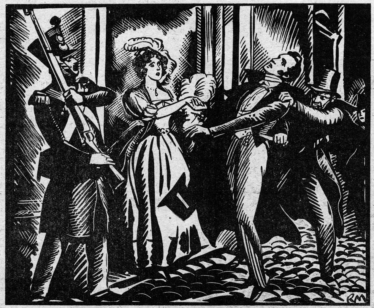 Berry hercegének (1778-1820) halála 1820.02.13-án a Királyi Zeneakadémián”” XVIII. Lajos király unokaöccsét az Operában gyilkolja meg Louvel, a republikánus, aki a királyi dinasztiát akarja kioltani. Az illusztráció a „” Le petit journal illustr alkotó: Anonymous Anonymous