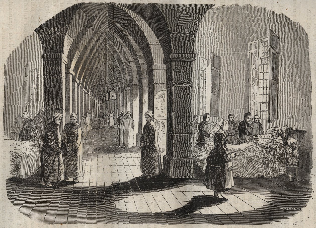 A Bagne de Rochefort kórháza a XIX. Pierre Zaccone (1817-1895) (Colonia Penale - Büntetőtelep) metszet az „Elítéltek története a megalkotásuktól napjainkig” című könyvébe (1877). Magángyűjtemény. alkotó: Anonymous Anonymous