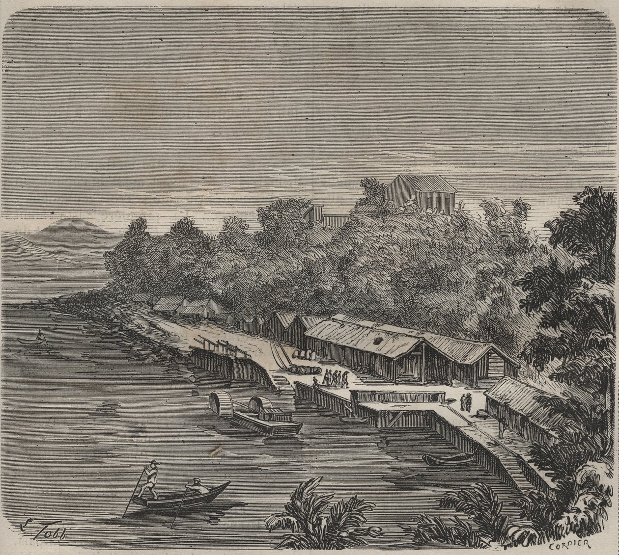 A Cayenne-i (Francia Guyana) Saint-Laurent büntetés-végrehajtási intézet a XIX. Pierre Zaccone (1817-1895) „A börtönök története létrehozásuktól napjainkig” metszetébe (1877) (Colonia Penale - Büntetés-végrehajtási telep) alkotó: Anonymous Anonymous
