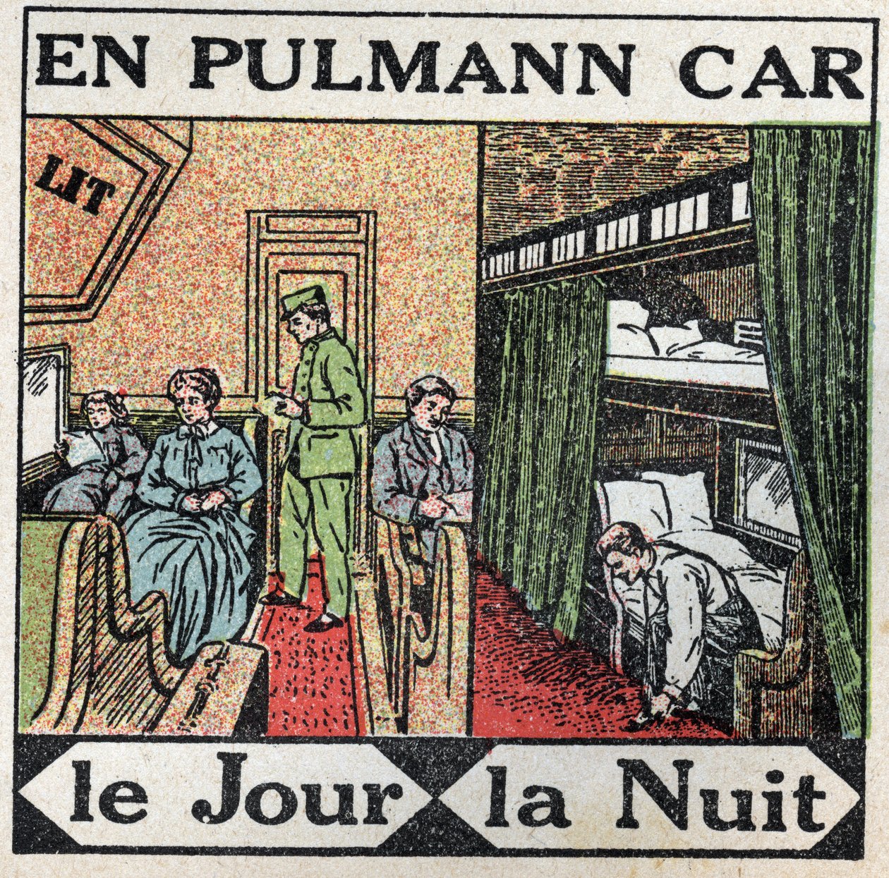 A vasutak: a Pullman kocsi belsejében. Névtelen illusztráció 1925-ből. Magángyűjtemény. alkotó: Anonymous Anonymous