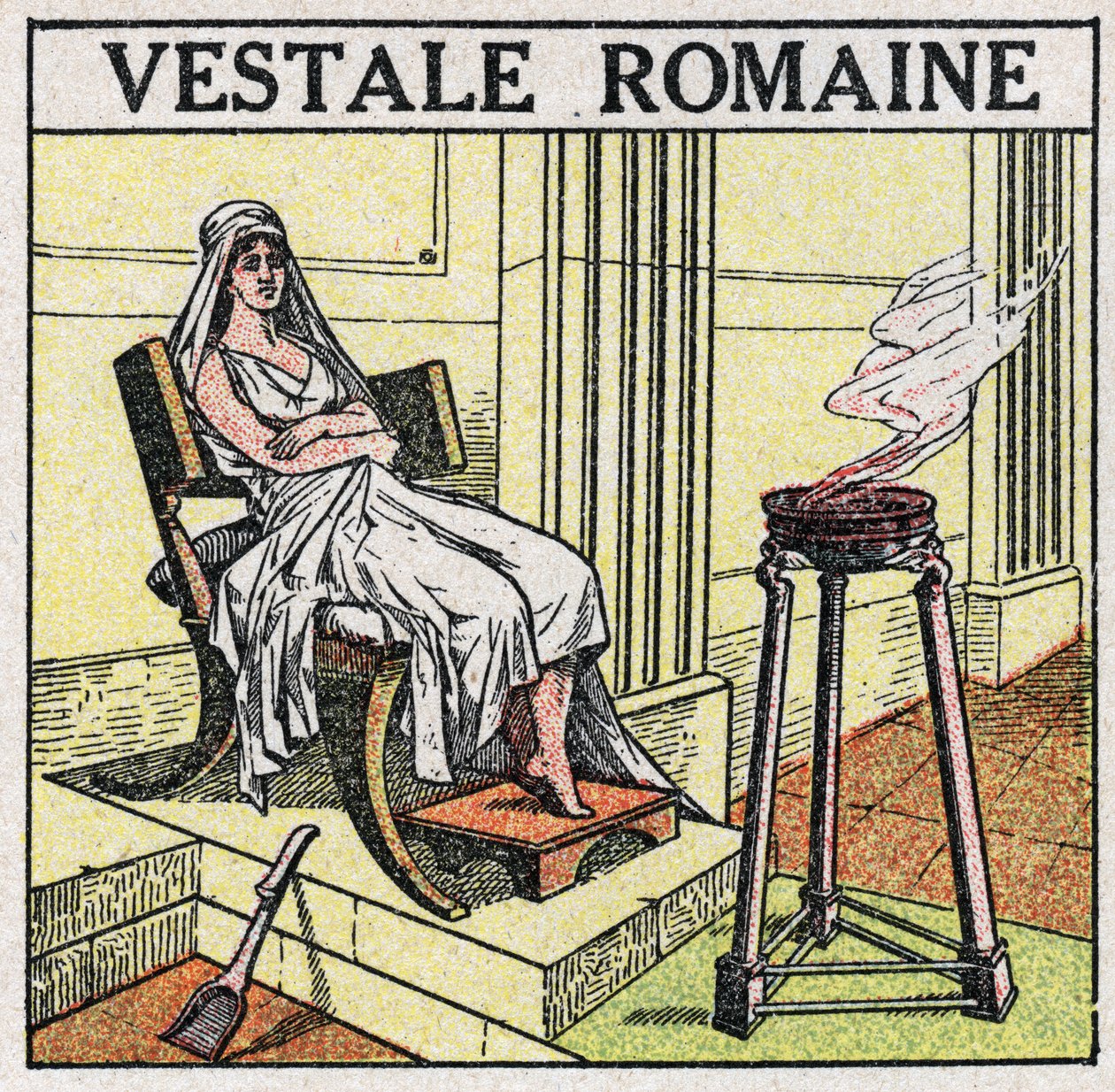 A fényforrások: a Római Birodalomban a szent tűz fenntartására szolgáló láda, amely soha nem oltható el. Névtelen illusztráció 1925-ből. Magángyűjtemény. alkotó: Anonymous Anonymous
