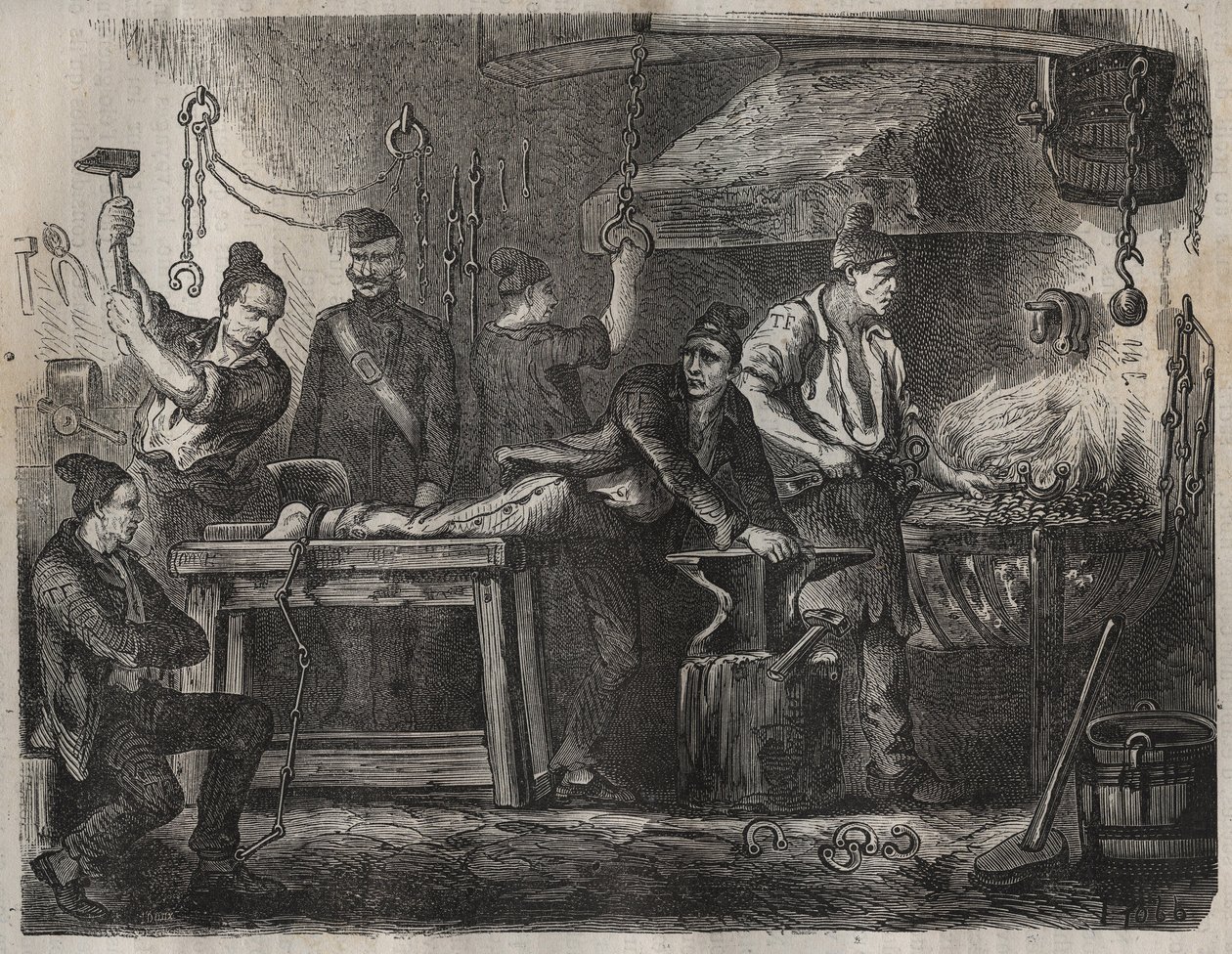 Az áthelyezés a Toulon Bagnéba a XIX. Pierre Zaccone (1817-1895) (Colonia Penale - Büntetőtelep) metszet az „Elítéltek története a megalkotásuktól napjainkig” (1877). Magángyűjtemény. alkotó: Anonymous Anonymous