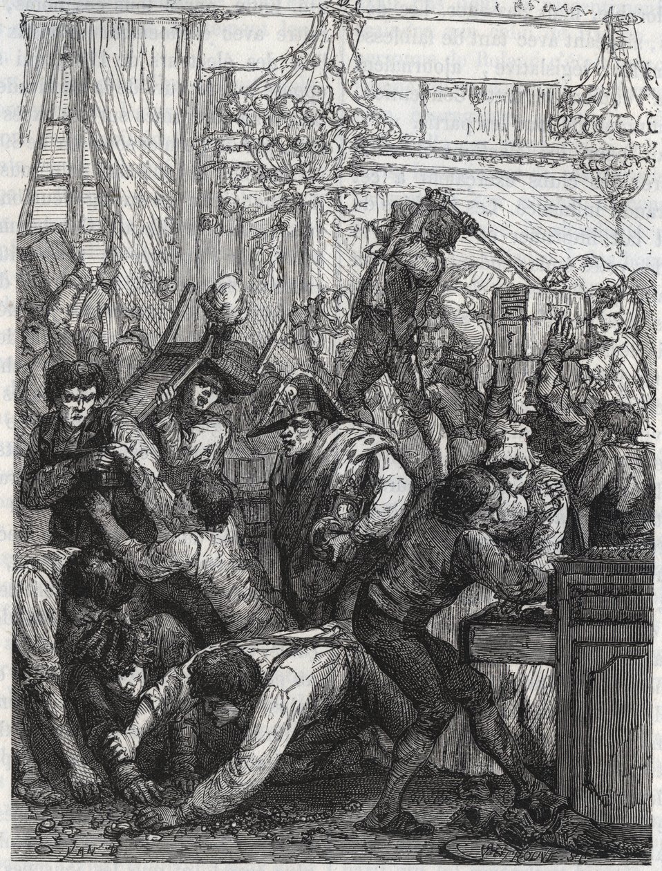 A bútorőrség ellopása (jelen Hotel de la Marine, Place de la Concorde) – 1792. szeptember 11. és 17. között egy héten elkövetett lopás, amelyet Paul Miette megbízásából egy banda követett el a Diamonds egy részéből, a Hotel du Garde-Meuble-ben. de la Couro alkotó: Anonymous Anonymous