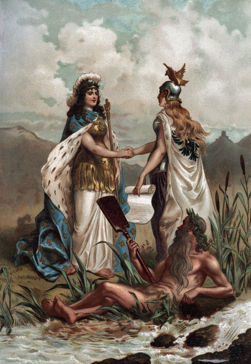 Harmincéves háború (1618-1648): az 1648-as vesztfáliai béke allegóriája. Kromolitográfia „” Turenne-ben; sa vie, les intézmények militaires de son temps”” (1884), Jules Roy. Magángyűjtemény. alkotó: Anonymous Anonymous