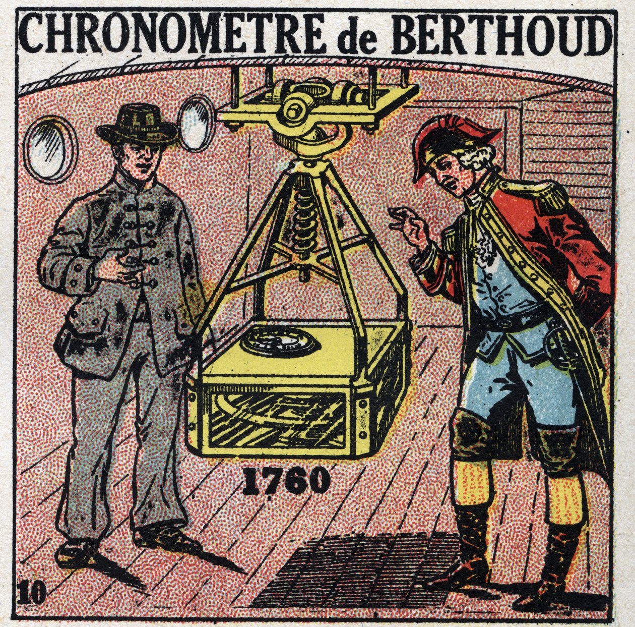 Időpont: Ferdinand Berthoud (1727-1807) által 1760-ban feltalált tengeri kronométer. Névtelen illusztráció 1925-ből. Magángyűjtemény. alkotó: Anonymous Anonymous