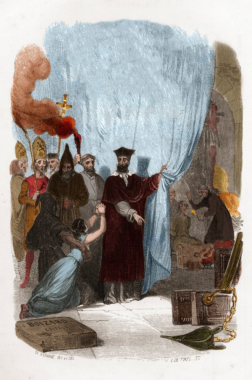 Tomas de Torquemada (1420-1498), domonkos szerzetes, a spanyolországi inkvizíció szervezője. századi színes metszet. Illusztráció: Victor de Fereal, Suberwick, Manuel Galo: „Az inkvizíció rejtélyei és más spanyol titkos társaságok” alkotó: Anonymous Anonymous