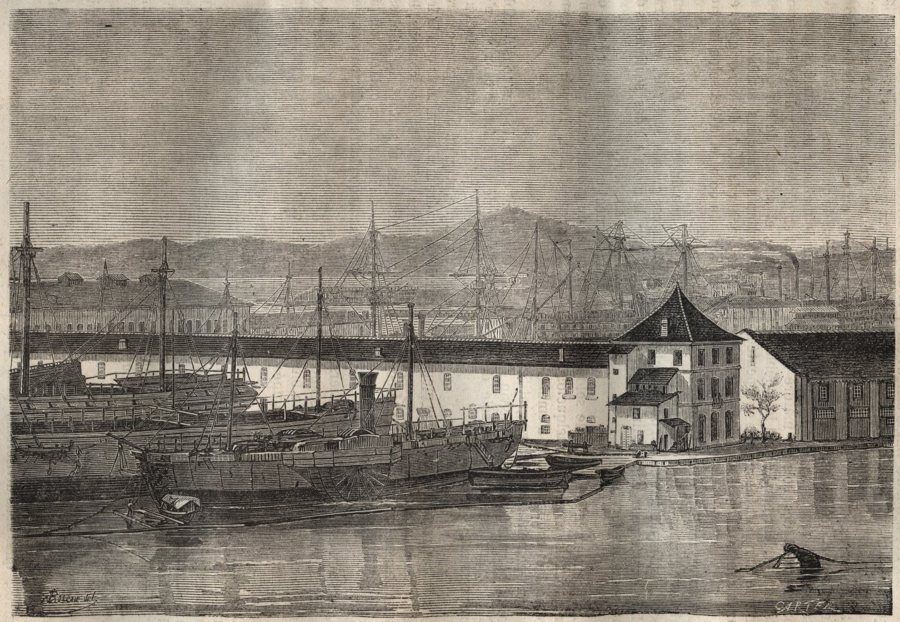 Touloni börtön a XIX. Pierre Zaccone (1817-1895) vésése „Az elítéltek története a megalkotásuktól napjainkig” (1877) (Colonia Penale - Penal colony) Magángyűjtemény. alkotó: Anonymous Anonymous