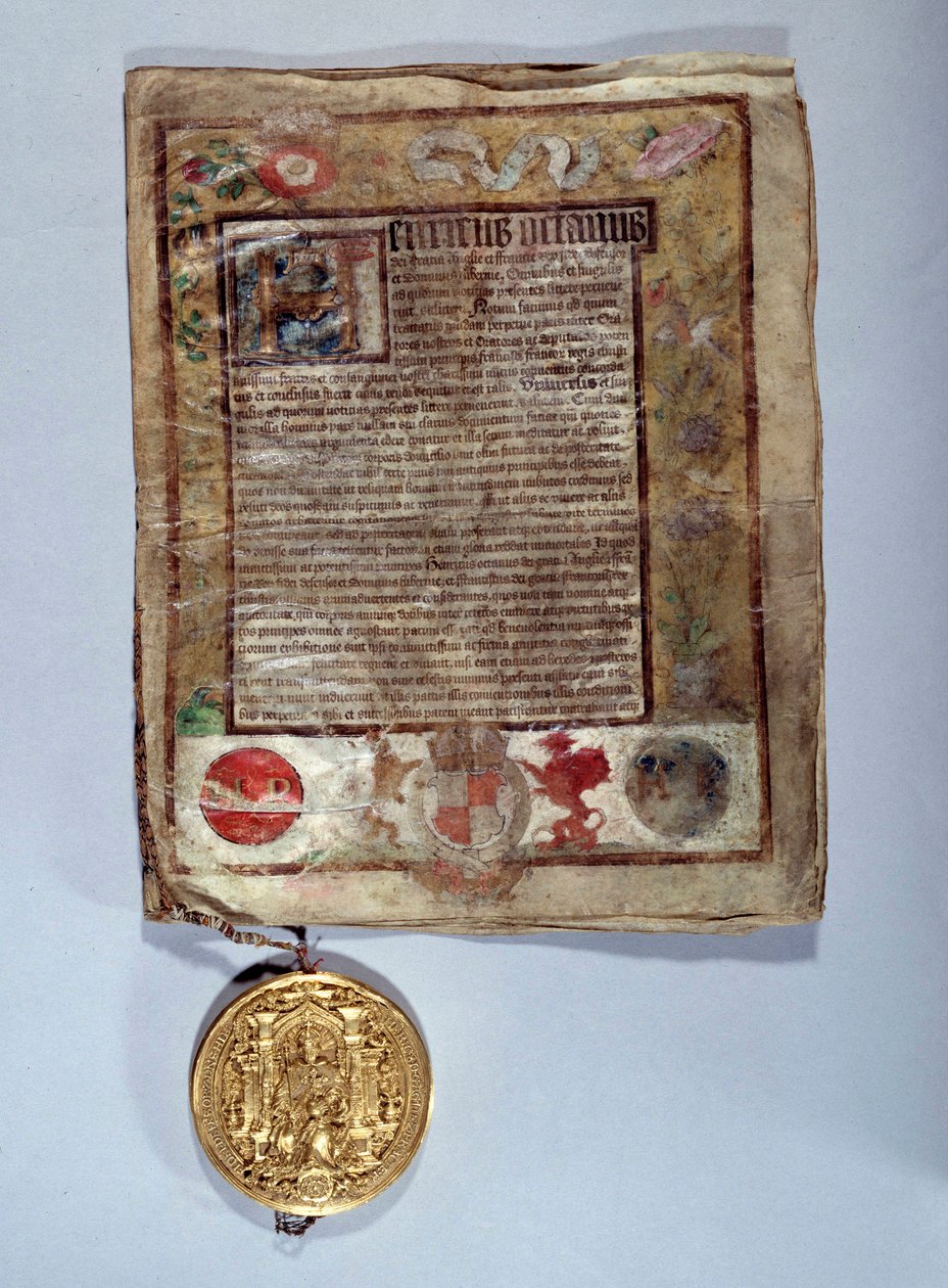 Amiens-i békeszerződés 1527 augusztusában, VIII. Henrik király és I. Ferenc francia király szövetsége V. Károly császár ellen V. Párizs, Nemzeti Levéltár alkotó: Anonymous Anonymous