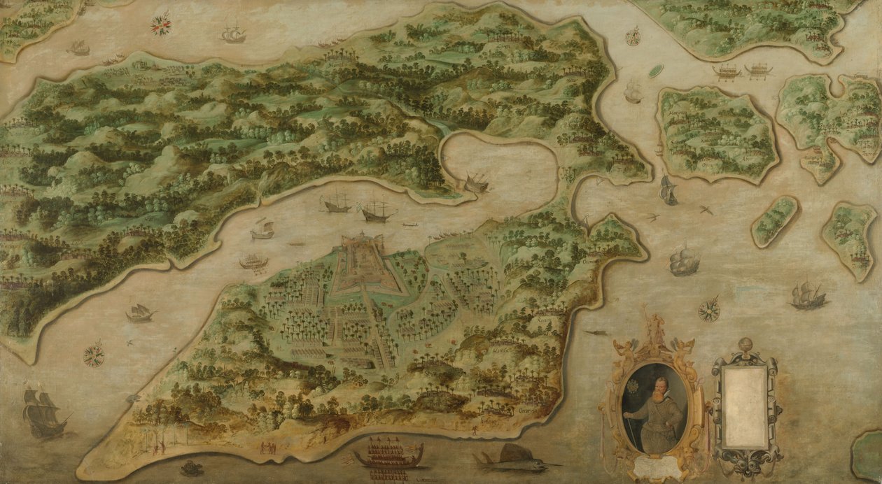Ambon látképe, 1617 körül (olaj, vászon) alkotó: Anonymous Anonymous