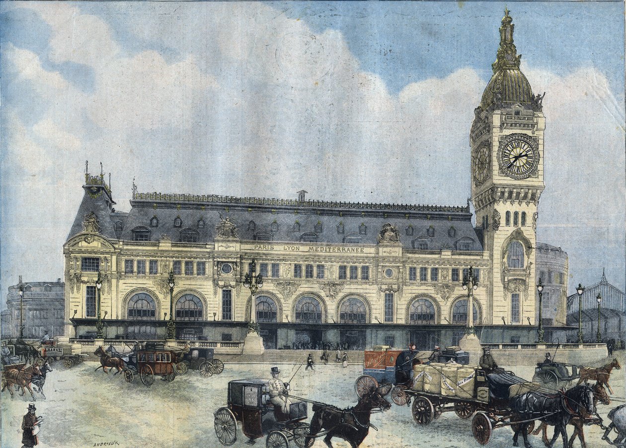 A párizsi Gare de Lyon látképe 1902-ben. Metszet a „Le Peute Parisien”-ben” alkotó: Anonymous Anonymous