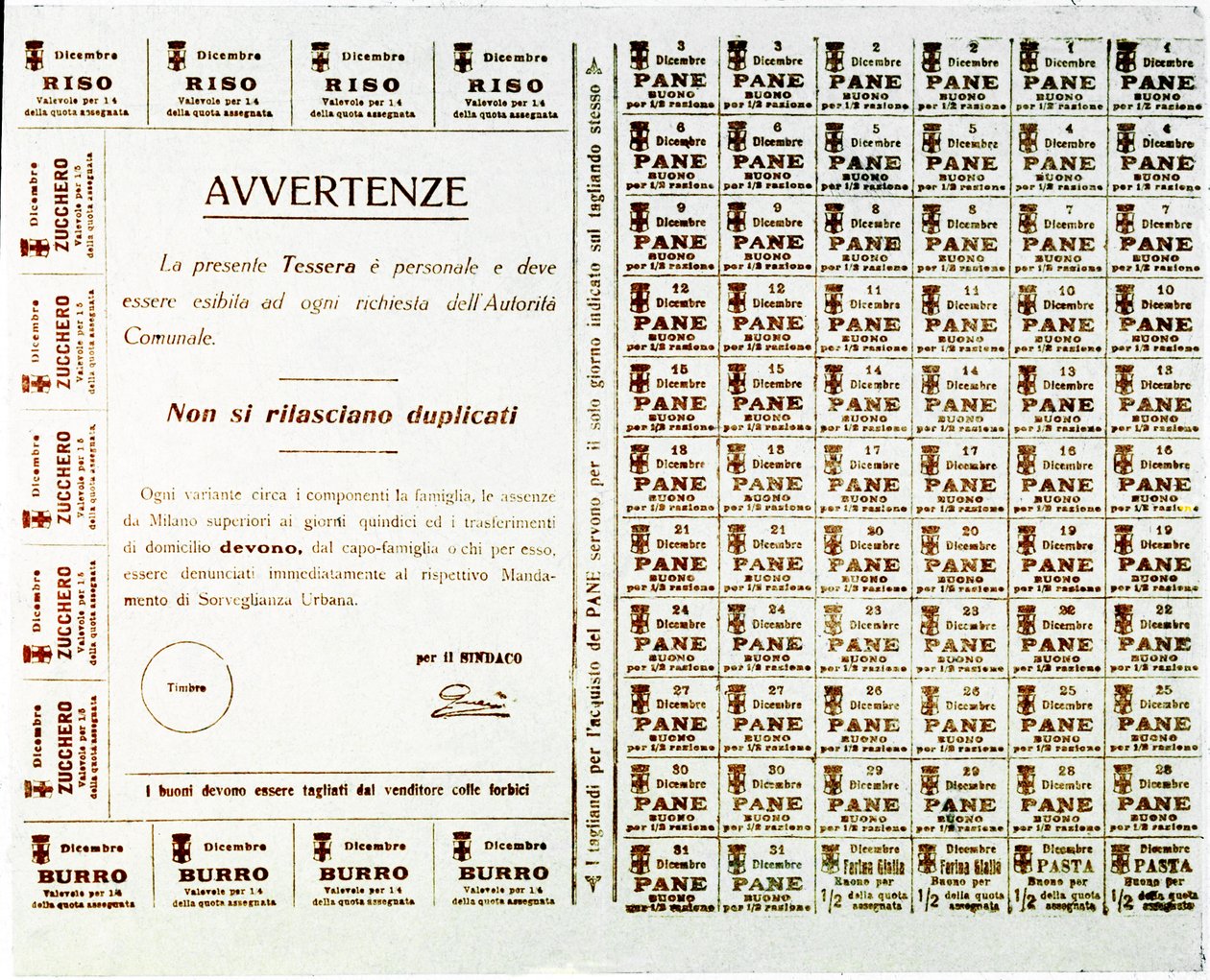 világháború: kenyérre, vajra, cukorra és rizsre szóló jegyek (nyomtatott, 1914-1918 körül) alkotó: Anonymous Anonymous