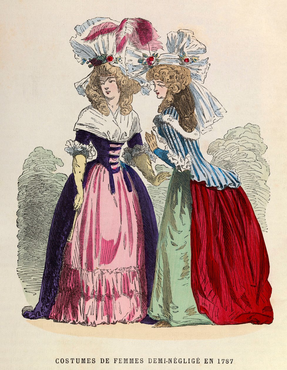 Női viseletek fél - neglige 1787-ben - magángyűjtemény alkotó: Anonymous Anonymous
