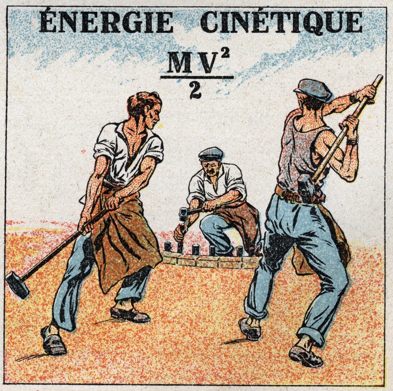 Munka és teljesítmény: a mozgási energia számítása. Névtelen illusztráció 1925-ből. Magángyűjtemény. alkotó: Anonymous Anonymous