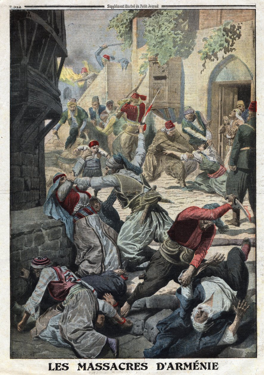 világháború, örmény népirtás, örmény lakosság elpusztítása oszmán törökök által, Illusztráció a Le Petite Journal francia újságból, december 12. alkotó: Anonymous Anonymous