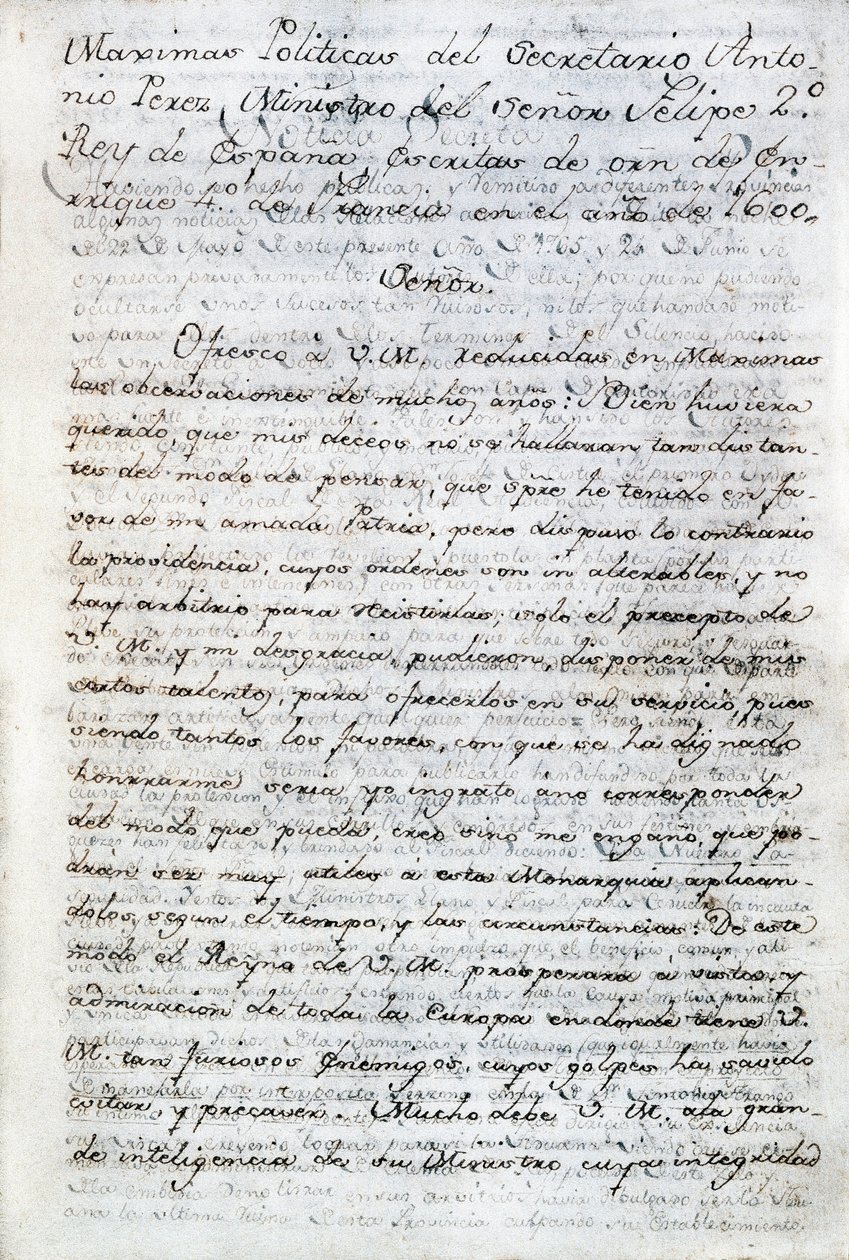Antonio Perez (1540-1611) politikai írásai. Fülöp spanyol király spanyol politikai titkára. Ecuador, Quito. Aurelio Espinosa ecuadori politikai könyvtára alkotó: Anonymous Anonymous