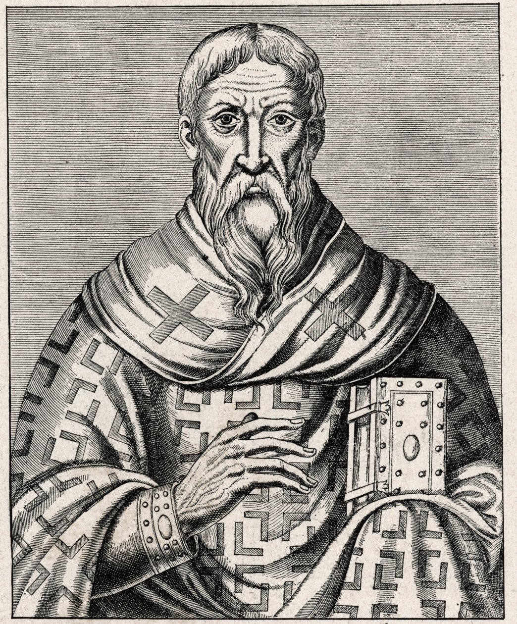 Areopagita Dionüsziosz portréja - Areopagita Szent Dénes portréja (1. század), görög eveque - Metszet Thevet „A jeles férfiak élete” című illusztrációja után - Louis-Eugene „Les Missions Catholiques au XIXeme Siecle” című könyvében (Loui alkotó: Anonymous Anonymous