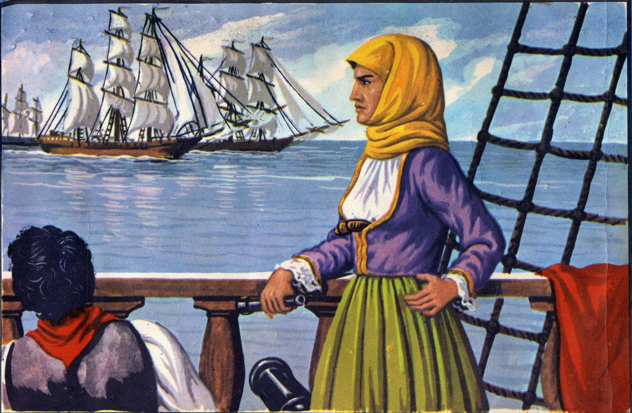 a görög függetlenség hősnője Bubulina (Bouboulina) Laskarina (1771-1825) ábrázolása egy plakát után. alkotó: Anonymous Anonymous