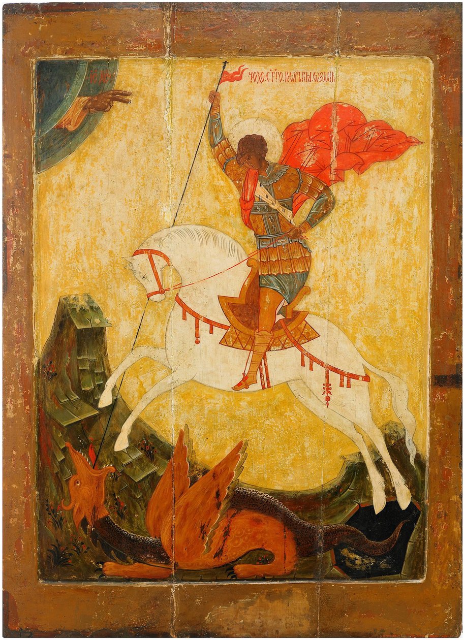Szent György és a sárkány, kb. 1600 alkotó: Anonymous Russian icon painter