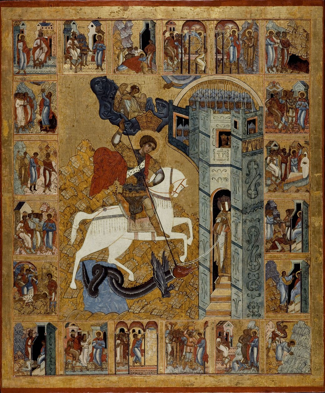 Szent György jelenetekkel az életéből alkotó: Anonymous Russian icon painter