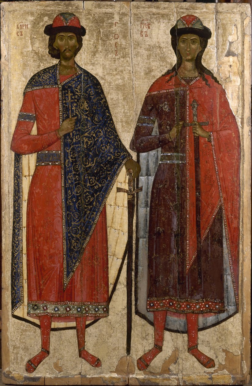 Szentek Borisz és Gleb, a 14. század közepe. alkotó: Anonymous Russian icon painter