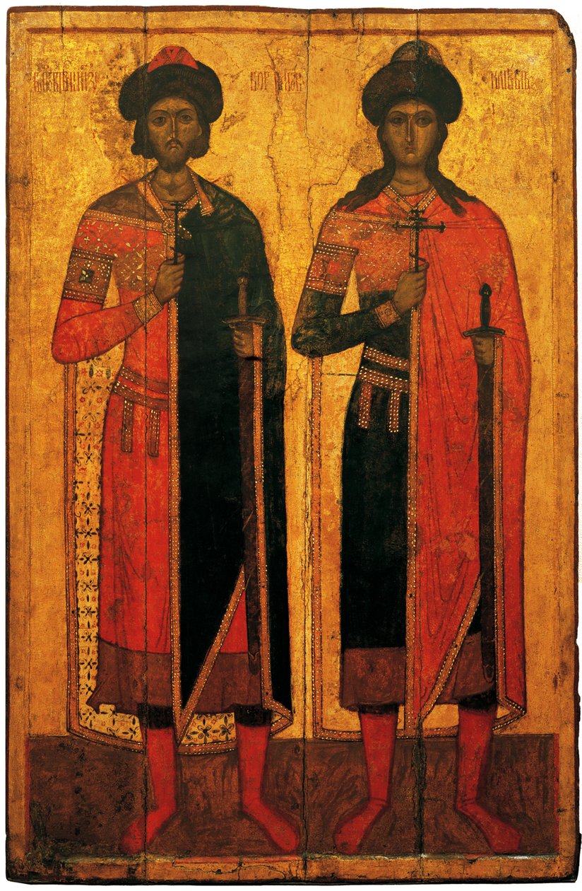 Szentek Borisz és Gleb, a 14. század közepe. alkotó: Anonymous Russian icon painter