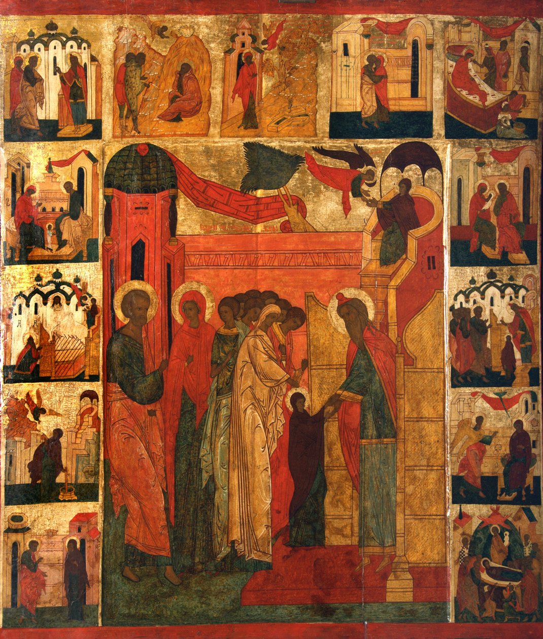 A Legszentebb Theotokos belépése a templomba, 16. század alkotó: Anonymous Russian icon painter