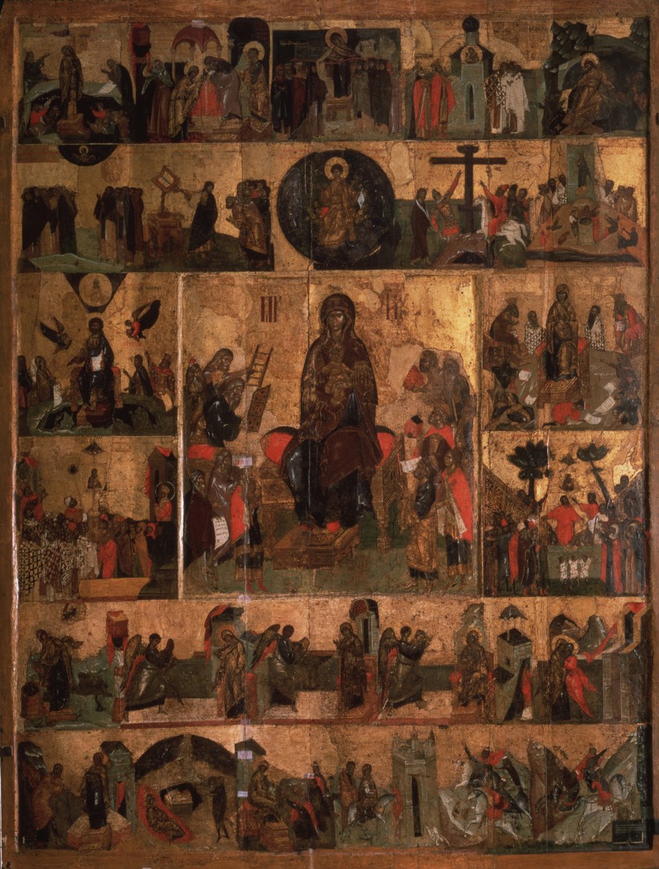 A Szűz Akatista megdicsőülése Himnusz a Legszentebb Theotokoshoz, 14. század alkotó: Anonymous Russian icon painter