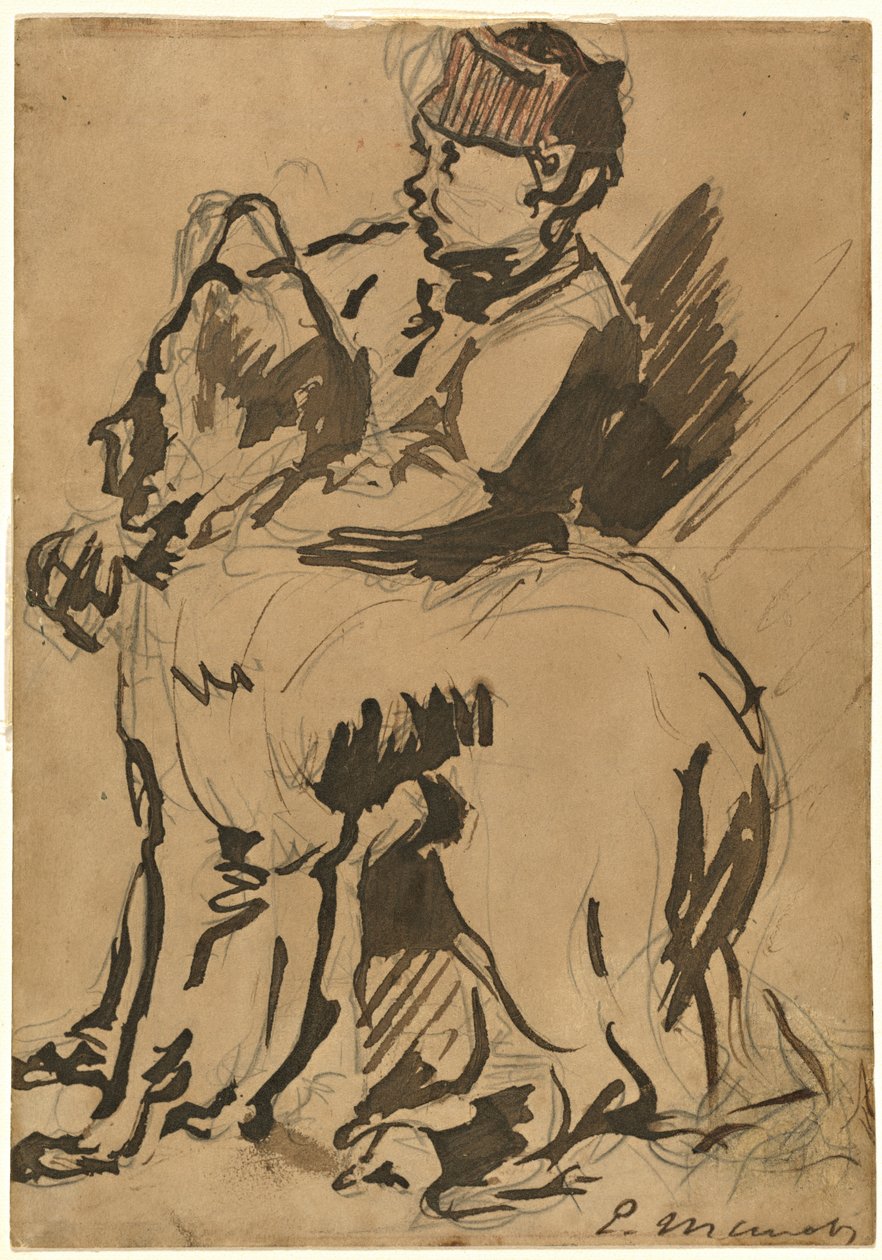 Egy fiú tartja a kutyáját alkotó: Anonymous artist after Edouard Manet