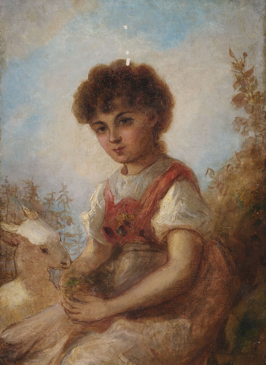 Kislány kecskével alkotó: Anselm Feuerbach