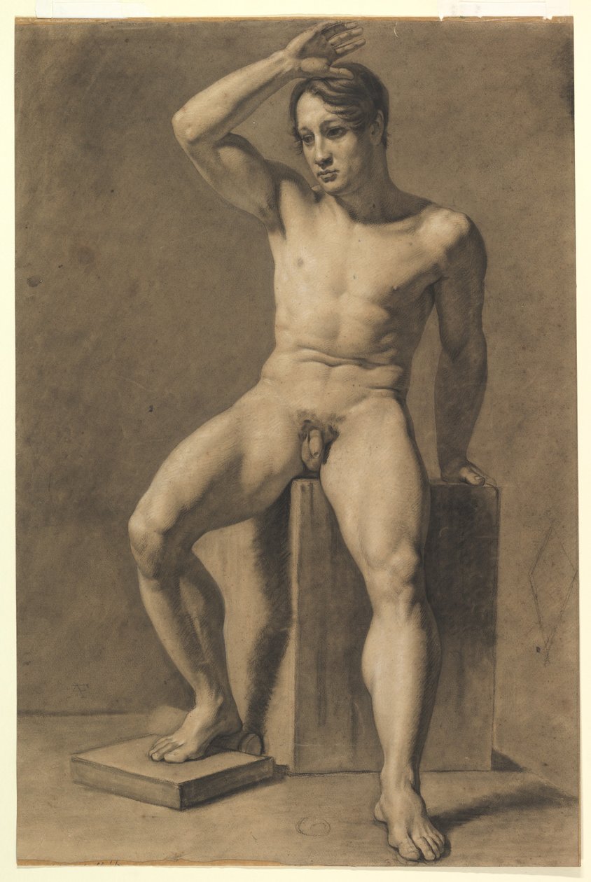 Ülő férfi akt (recto); sétáló férfi akt (verso) alkotó: Anselm Feuerbach