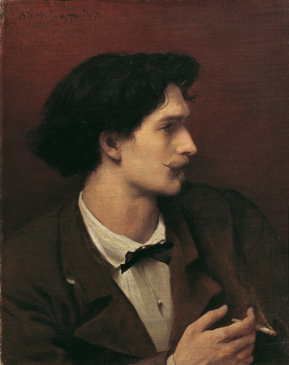 Önarckép cigarettával, 1871. alkotó: Anselm Feuerbach