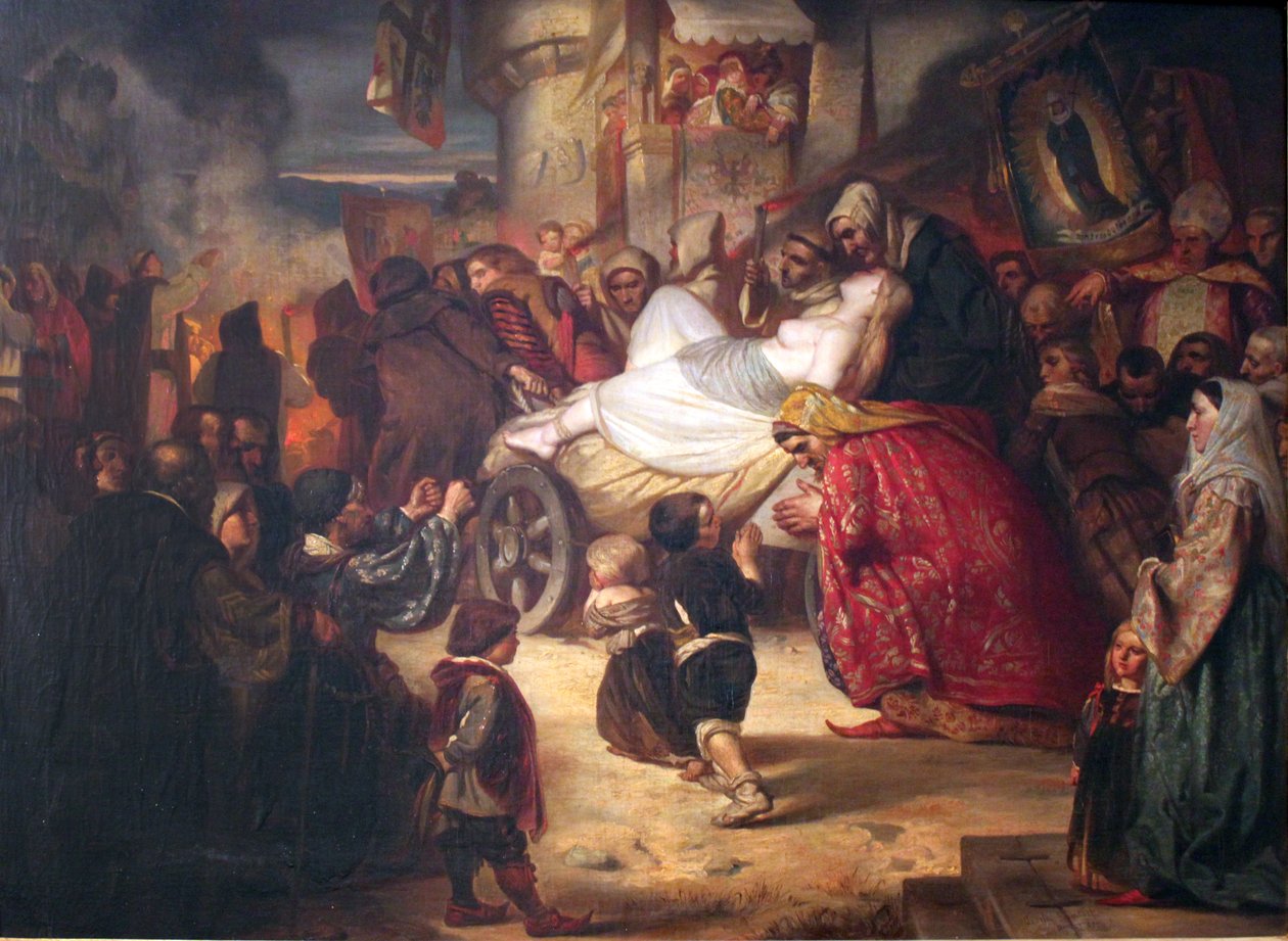 A fiatal boszorkányt a máglyára vezetik. alkotó: Anselm Feuerbach