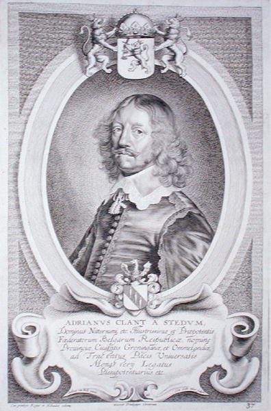 Adriaen Client van Stedum (1599-1665) a „Portraits des Hommes Illustres”-ből, Cornelis Galle metszet, 1706-ban megjelent (metszet) alkotó: Anselmus van (after) Hulle