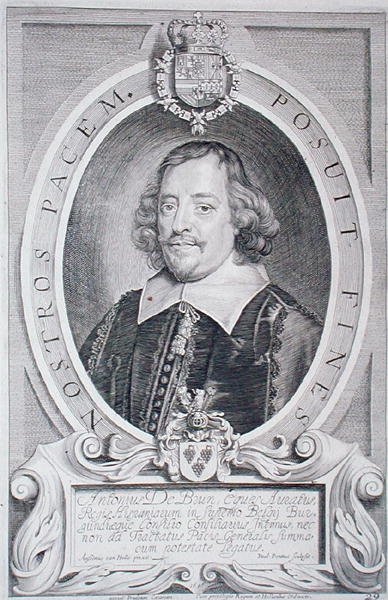 Dr. Antoine de Brun (1599-1654), a Paulus Pontius (1603-58) által metszett "Portraits des Hommes Illustres" című, 1706-ban kiadott műből (metszet). alkotó: Anselmus van (after) Hulle