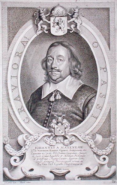 Jan van Mathenesse (1596-1653) a „Kitűnő férfiak portréiból”, Cornelis Galle metszetében, 1706-ban megjelent (metszet) alkotó: Anselmus van (after) Hulle