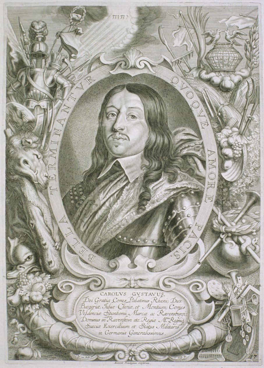 Karl X. Gusztáv (1622-60) svéd király, az 1706-ban megjelent „Kitűnő férfiak portréiból” alkotó: Anselmus van Hulle