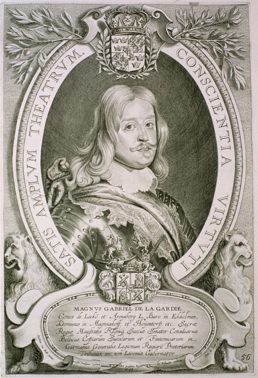 Magnus Gabriel (1622-86) Count de la Gardie, a "Portraits des Hommes Illustres"-ből, metszette Petrus de Iode, megjelent 1706-ban. alkotó: Anselmus van Hulle
