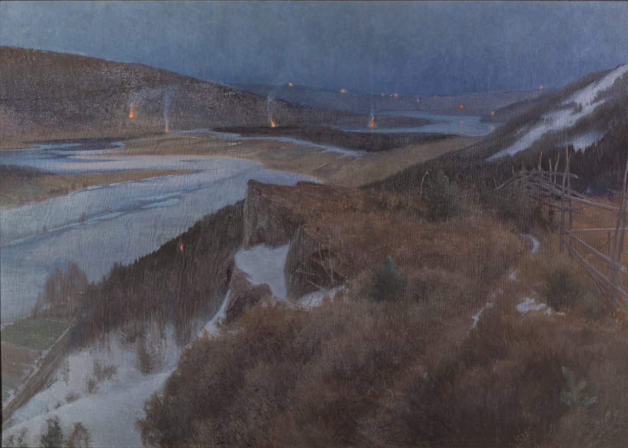 Walpurgis éjszaka Bergslagenben, Grangärde Dalarnában, 1896 alkotó: Anshelm Leonard Schultzberg